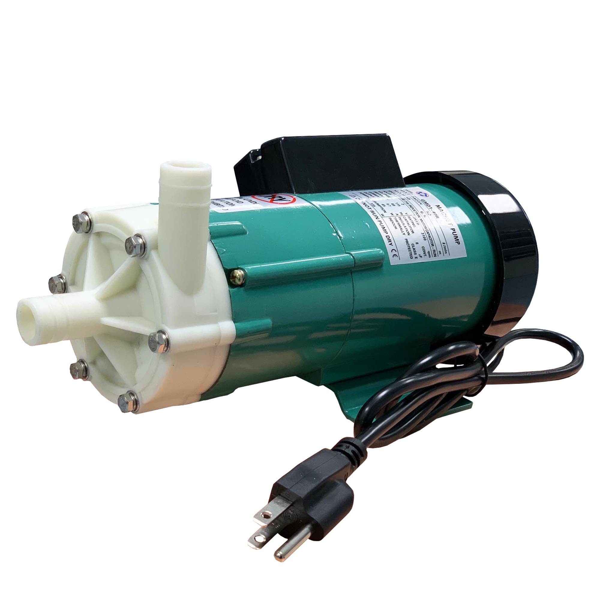 Gol Pumps Chemical Magnet Pump GMD1-40R,65W,115V,636GPH, Max. Flow 636 GPH, Horsepower 1/10 HP, Port Size 0.75 in, Model# GMD1-40R